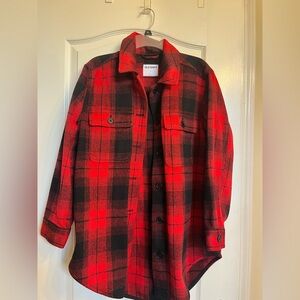 Old Navy Red and Black Plaid Flannel Shacket